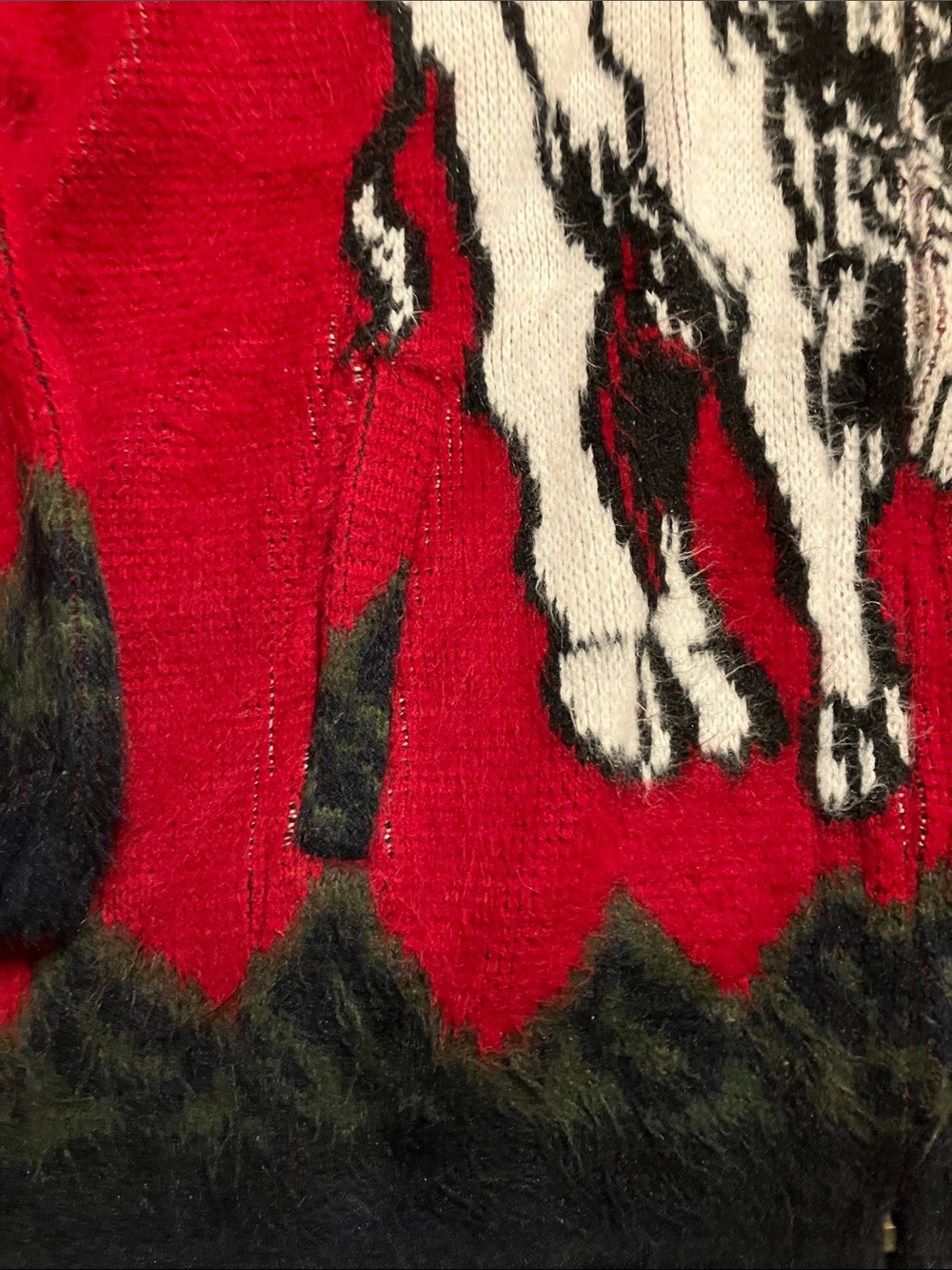 Red Buffalo Graphic Wool Zip-Up Hooded Sweater - Picture 3 of 11